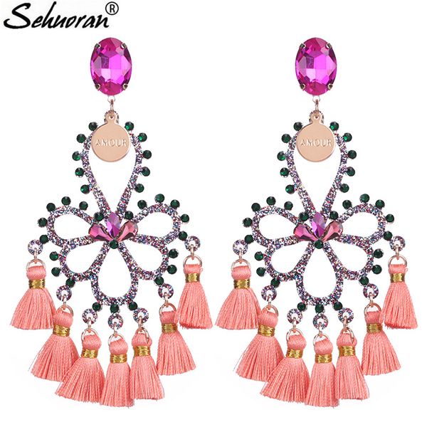 

dangle & chandelier sehuoran tassel earrings oorbellen pendientes long drop wedding party bridal fringed statement jewelry gift, Silver
