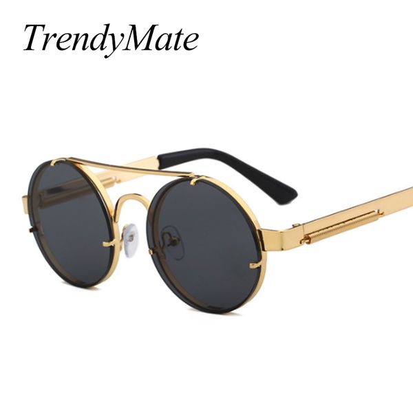 

sunglasses fashion round steam punk brand women classic retro shades design coating mirror glasses uv400 1156t, White;black