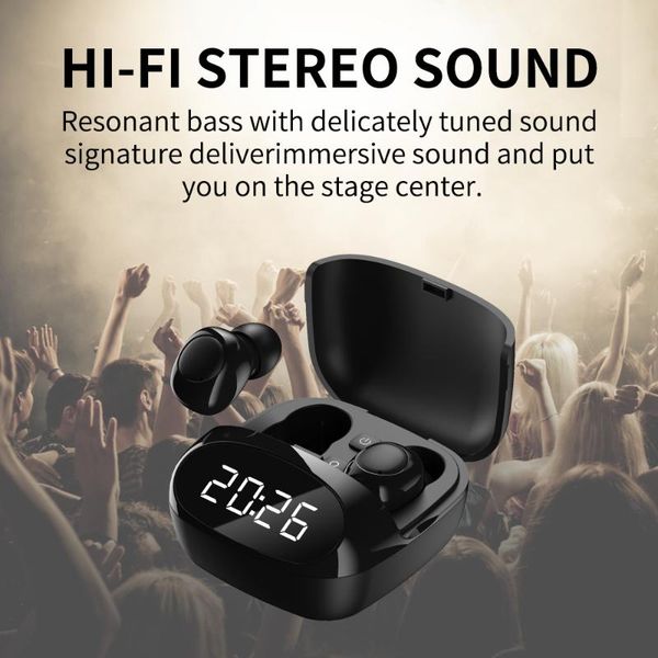 

headsets mini bluetooth v5.0clock wireless 9d hifi sports waterproof earphone headset