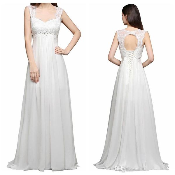 

new lace a-line wedding dresses lace up back custom beaded open back bridal gowns sale real ps aq193, White