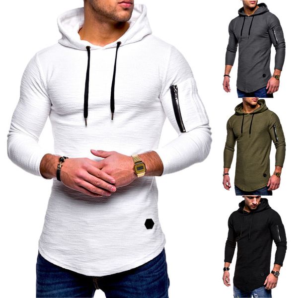 

casual mens hoodies brand fashion solid color hooded slim sweatshirt mens hoodie hip hop hoodies sportswear tracksuit for men, Black