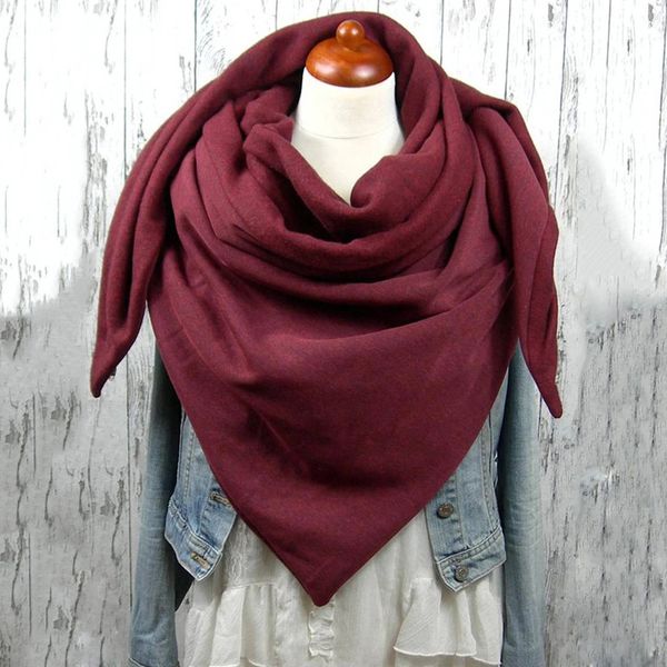 

2020 women winter retro designer scarf wraps women solid metal button soft wrap casual warm scarves shawls british scarves, Blue;gray