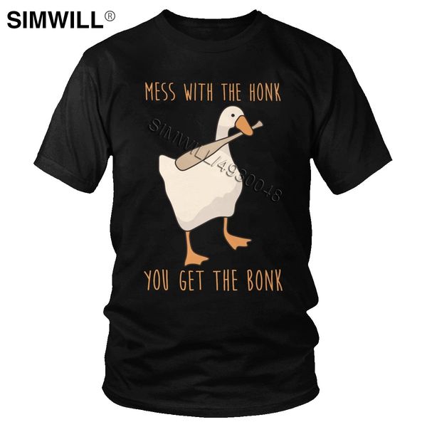 

untitled goose game t-shirt classic urban 100% cotton tees men short sleeves o-neck mess with the honk you get the bonk t shirt
