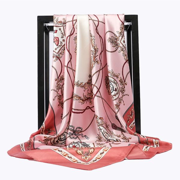 

90cm square women chiffon classic female silk scarves office ladies neckerchief shawl scarf foulard muffler bandanna hijab wrap t200910, Blue;gray