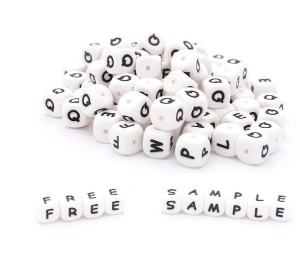 

100pcs silicone alphabet beads 12mm bpa food grade letters chewing beads for teething necklace diy chewelry baby teethers