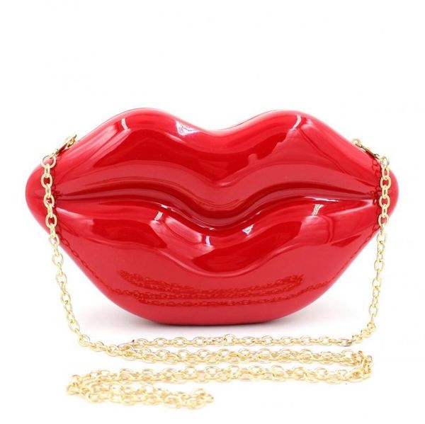 

2020 women red lips clutch bag ladies acrylic shoulder bag bolsa evening bag lips shape purse