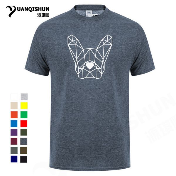 

geometric polygon dog head t-shirt french bulldog pet t shirts simple line art tshirt minimalism mens short tees
