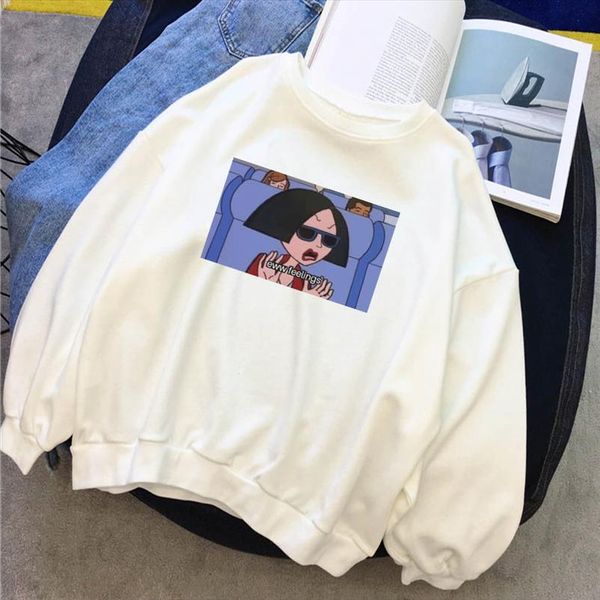 

eww feelings letter cartoon casual new winter ins female spoof large size loose o neck harajuku fun couple sweatshirt, Black