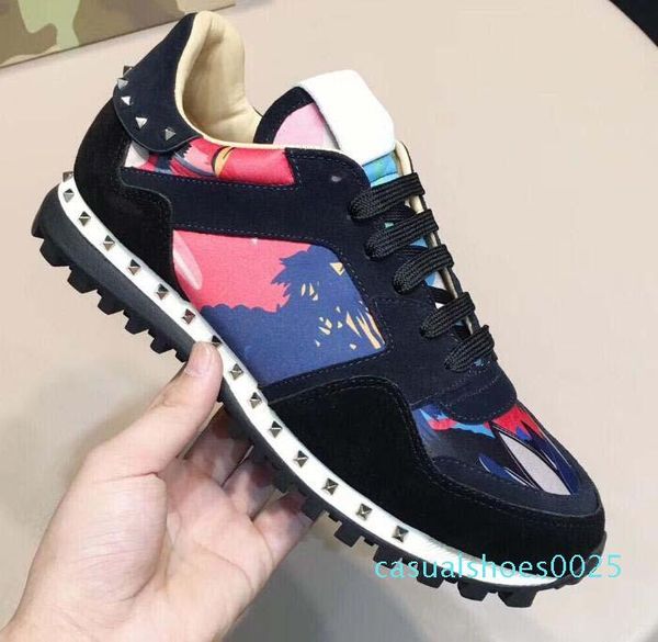 

new shoes fashion studed camouflage casual shoes footwear men women flats luxury designer rockrunner trainers casual shoes, Black