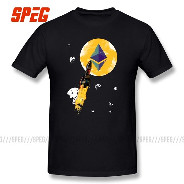

man up to the moon ethereum edition cryptocurrency tees over size round neck present short sleeves t shirt 100% cotton t-shirt