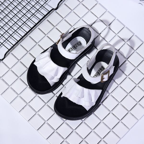 

girl sandals 2020 new style summer little girl princess shoes women's genuine leather soft bottom toddler sandals, Black;red