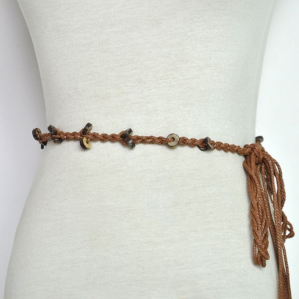 

талия цепи богемный деревянный шарик waistband плетеный пояс талии веревки женщины украшены кисточками женские ремни present vkac1028, Black;brown