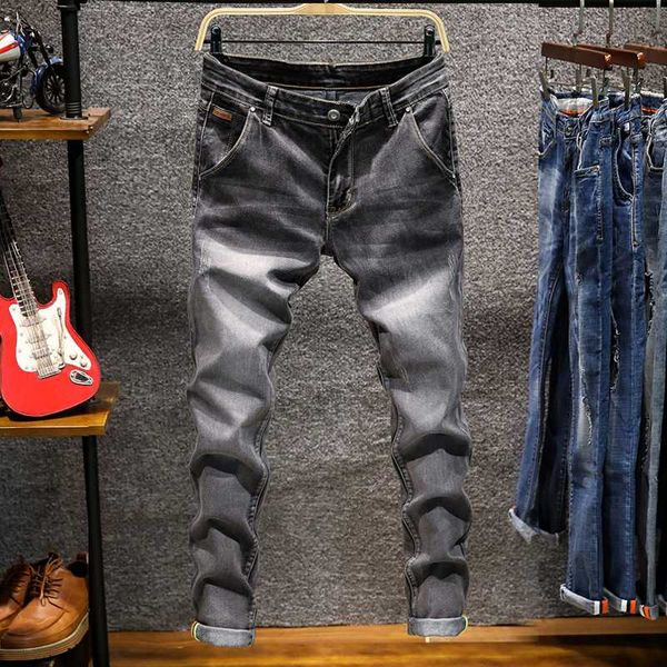 2020 novos jeans elásticos masculinos moda magro jeans calças casuais jean masculino verde preto blue251n