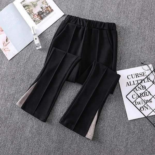 

women's pants & capris female high waist woman plus large size boyfriend for clothing 2021 oversized cloth black bell-bottomed a6181, Black;white