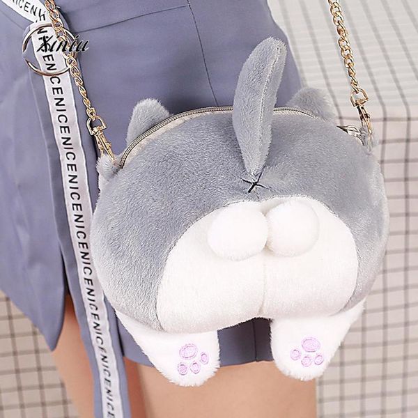 

2020 new arrival crossbody bag cute cat butt tail plush handbag crossbody shoulder bags purse women funny messenger bag