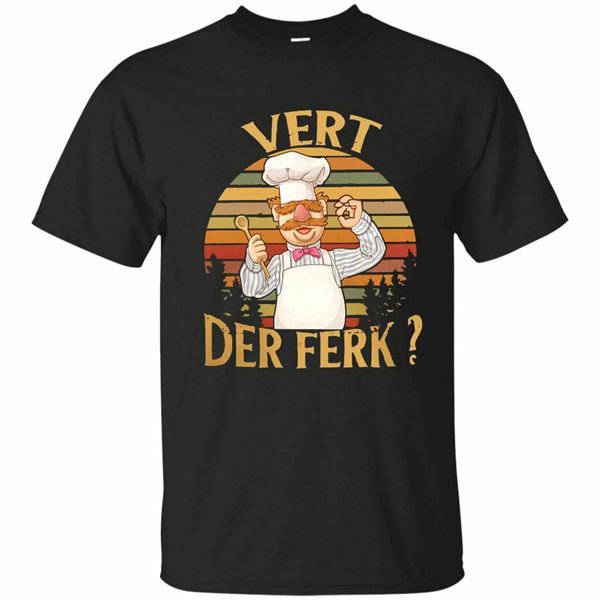 

men swedish-chef-vert-der-ferk-sunset-black t-shirt size s-3xl round neck tee shirt