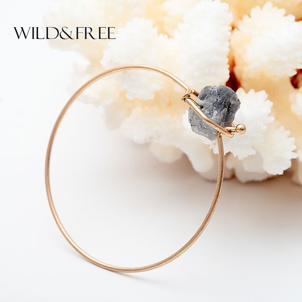 

new arrival fashion natural stone cuff bangles vintage europe & america original design gold handmade bangles bracelet for women, Black