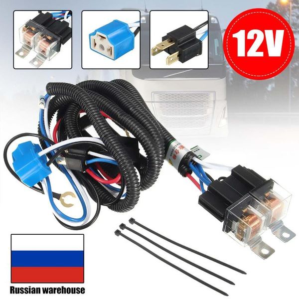 

7'' h4 headlight 2 headlamp relay wiring harness car light bulb socket plug for car auto headlight