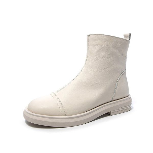 

leather women boots plus size flat ankle boots black flat leather casual shoes women cowhide winter shoes fur boty