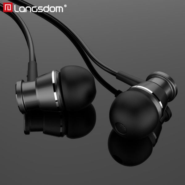 

langsdom mini alloy wired in-ear earphone m305 for music game sport portable headset super bass stereo with microphone