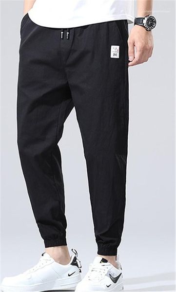 

men clothing mens designer pencil pants drawstring pure color capris pants with pocket mid waist active, Black