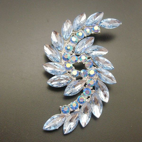 

pins, brooches 1 piece elegant fashion blue crystal rhinestone silver plated statement double spiral pins for women 2021 item: bh7615, Gray