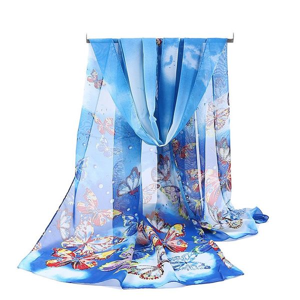 

scarves 160*50cm multi-style warm sunscreen holiday gift selling chiffon striped scarf wild fashion shawl print floral, Blue;gray
