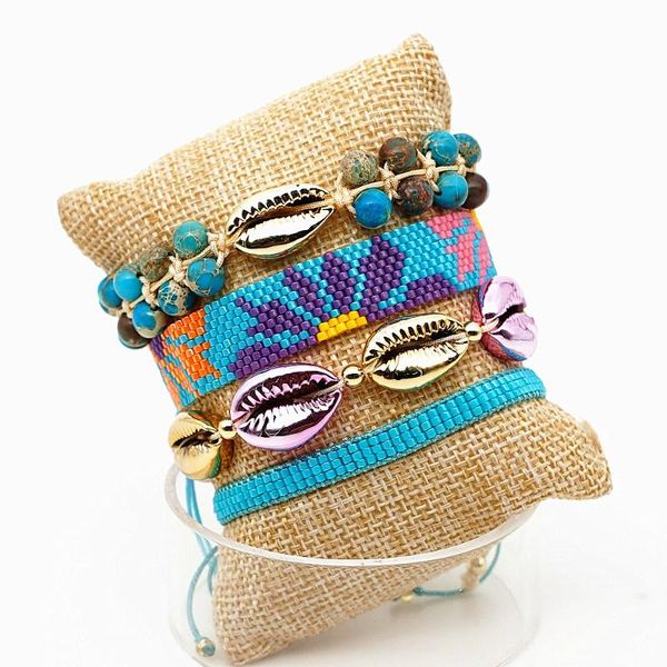 

rttooas miyuki bracelet women shell bracelet jewelry summer boho sun flower pattern pulseras mujer 2020 natural stone bileklik, Golden;silver