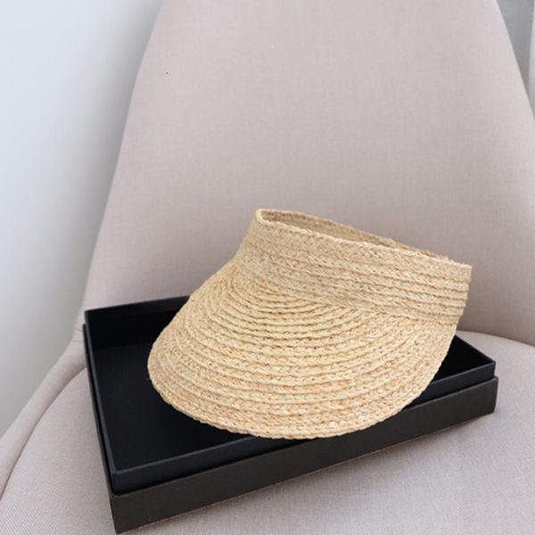 

ladies anti-uv roll up hat women straw raffia sun visor caps dvrh, Blue;gray