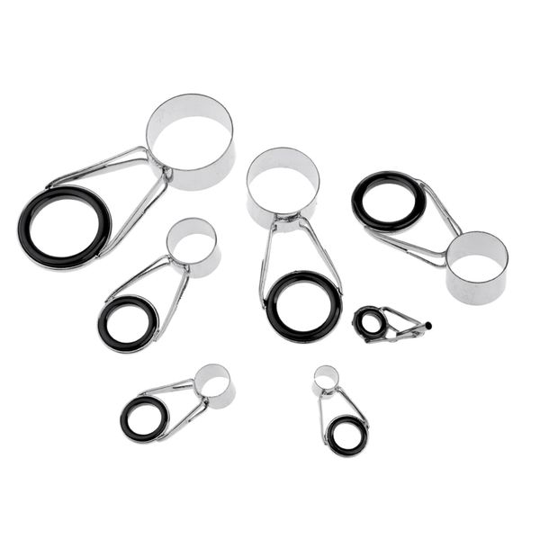 

7pcs/set ceramic ring eyes fishing rod tip guides stainless steel frame