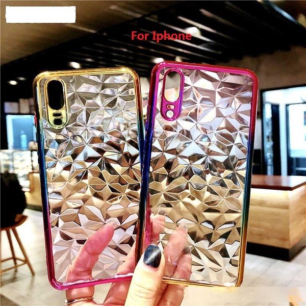 

electroplate edge gradient diamond soft tpu cover case for iphone xr xs max x 8 7 plus