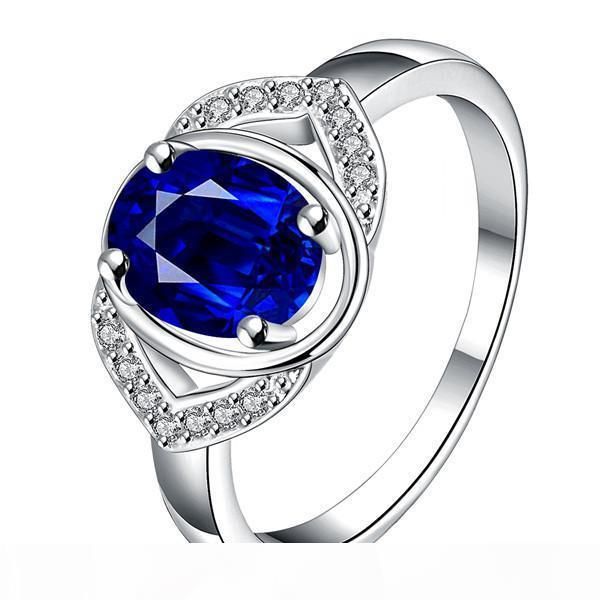 

K Leaves Oval Blue Gemstone 925 Silver Ring Gtgr10 ,Best Gift Sterling Silver Ring 10 Pieces Mixed Style