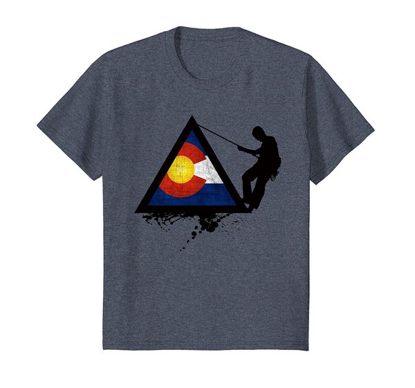 

2019 new summer slim tee shirt retro state of colorado flag climbings t-shirt