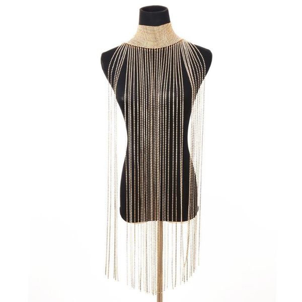 

popular night club body chain super flash rhinestone fashion female long necklace women's accessories jewelry, Silver