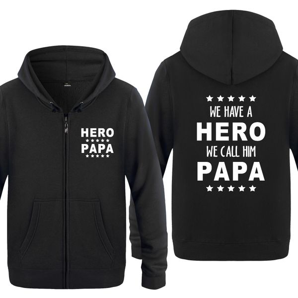 

папа герой новизны творческий подарок толстовки мужские 2018. мужские zipper с капюшоном руно толстовки cardigans