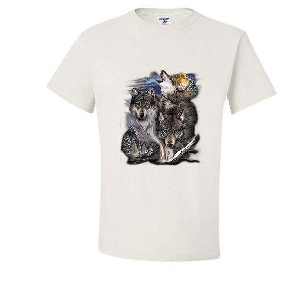 

2019 мода хлопок tee shirt мода волки вой в ночное время full moon t-shirt