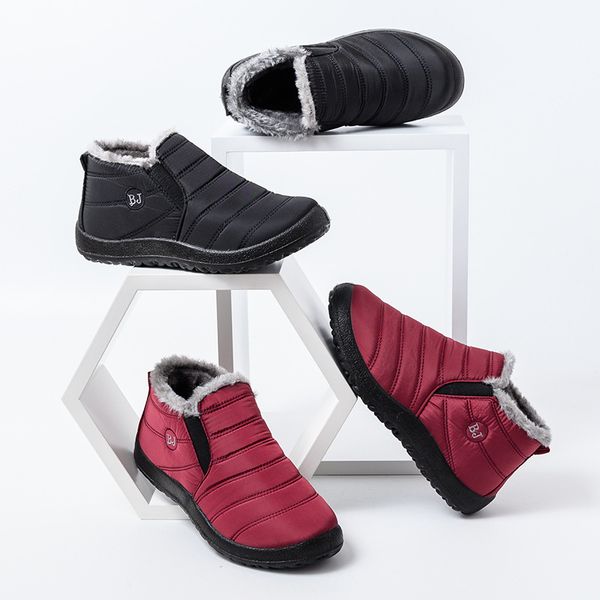 

women winter shoes woman snow ankle boots waterproof black platform shoes chaussure for casual female plush red boots