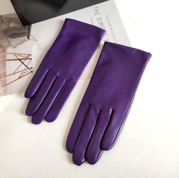 

women' autumn winter natural sheepskin leather gloves female genuine leather thicken warm motorcycle driving gloves r759, Blue;gray