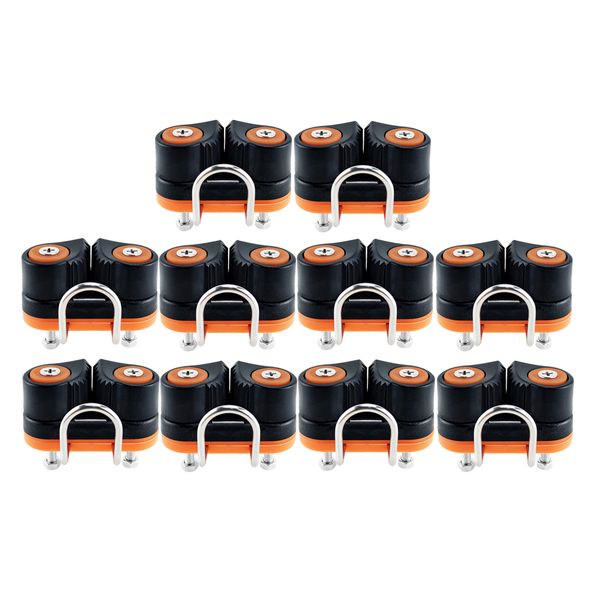 

10 composite sailboat 2 row ball bearing cam cleat with leading orange