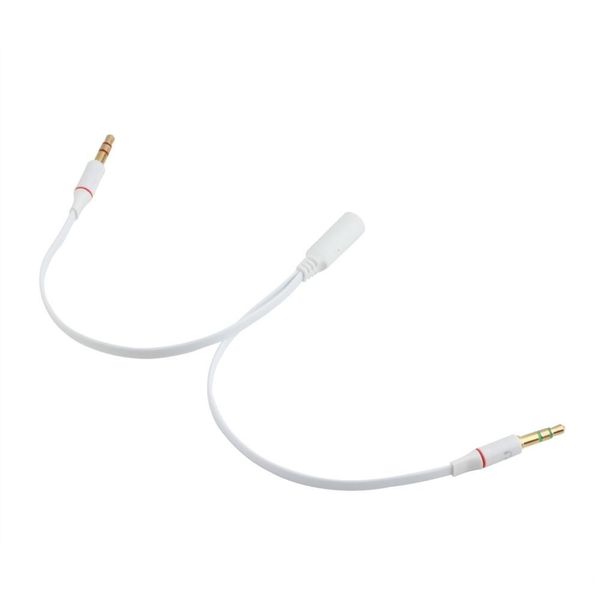 

20cm noodle 3.5mm gold plated audio mic y splitter cable headphone adapter female to 2 male cable for pc lapetc white