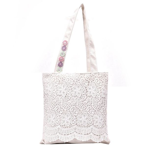 

women's shoulder bag summer lace large capacity canvas tote women's embroidered tote bag