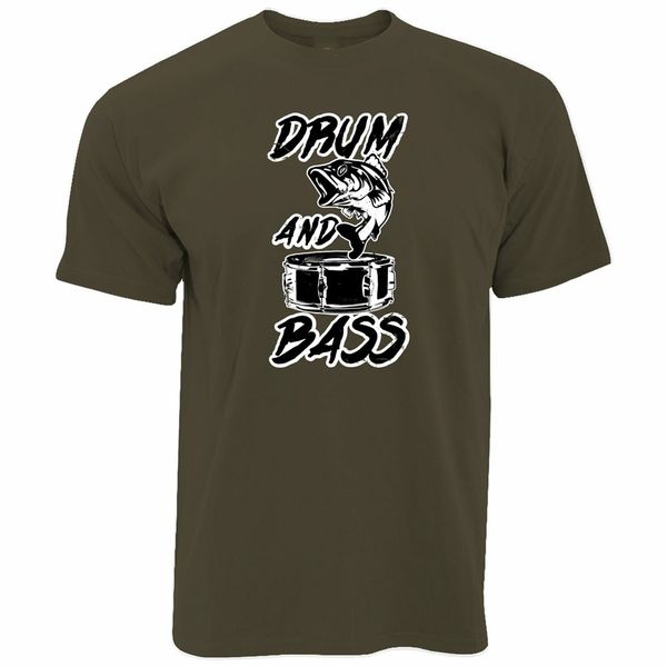 

novelty music t shirt drum and bass fish slogan fishing crossover joke pun fashion classic style tee shirt
