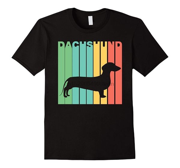 

new fashion men tees summer casual vintage 1970 style dachshund silhouette dog owner button shirt