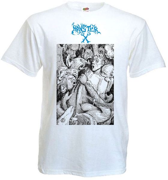 

monster x v1 t-shirt white hardcore punk powerviolence all sizes