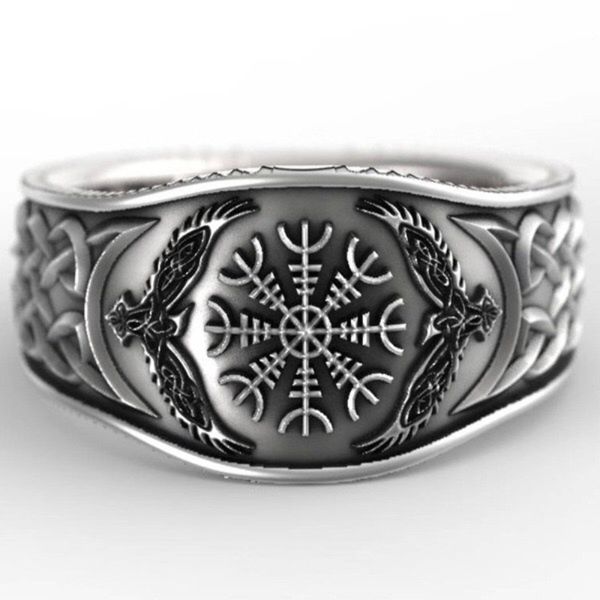 

handmade vintage viking nordic slavic pagan amulet finger ring hip hop party swords compass ring women men gift jewelry, Golden;silver