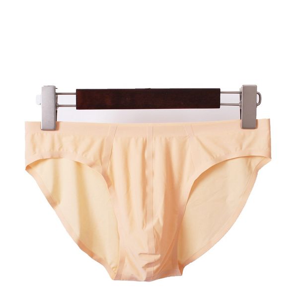 

underpants men underwear seamless briefs shorts homme ice silk panties man solid thin low rise u convex pouch cueca -xxl, Black;white