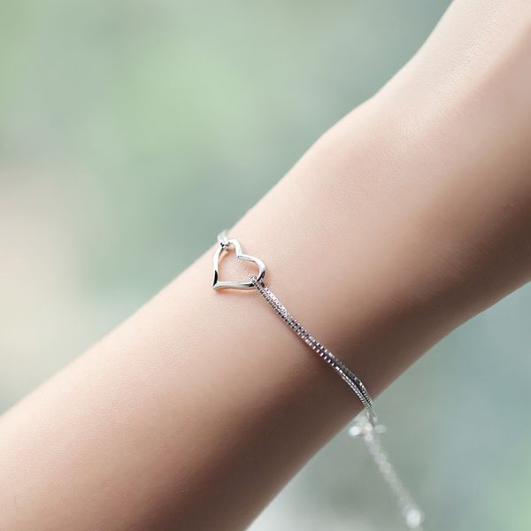 

браслет real s925 sterling прекрасные сердца для женщин lady charm fine jewelry аксессуары свободная перевозка груза (sb101, Black