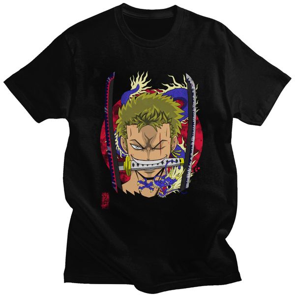 

funny one piece zoro roronoa t shirt men short sleeves soft cotton anime tee leisure manga tshirt the swordsman master t-shirt