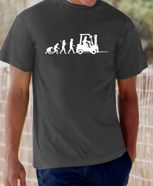 

fashionable 2019 summer casual t-shirt hipster fractal pattern tees evolution of man, forklift truck driver crazy t shirts