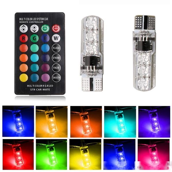 

auto interior car rgb led car dome atmospheric light 12v super bright bulb car internal remote control t10 6smd 5050